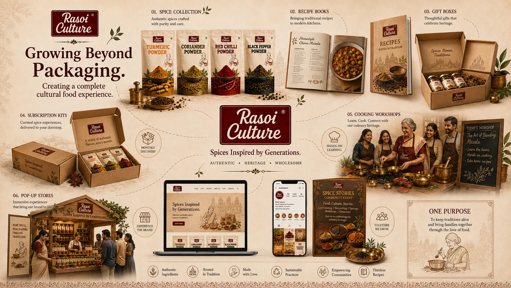 Rasoi Culture — Packaging Design packaging & visual design mockup 17 by Raghav Chopra